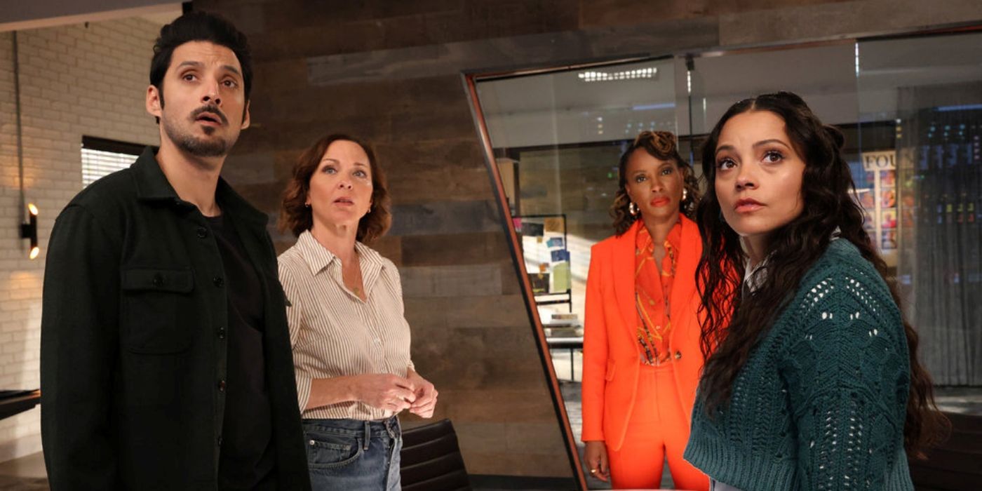 Shanola Hampton as Gabi with Kelli Williams, Gabrielle Walsh and Karan Oberoi at the M&amp;A office in Found.