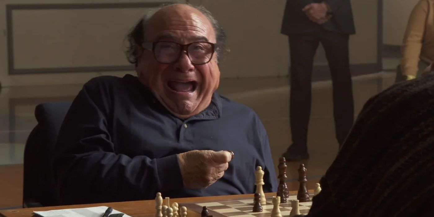 Frank plays chess and yells while trying to cheat in It's Always Sunny in Philadelphia.