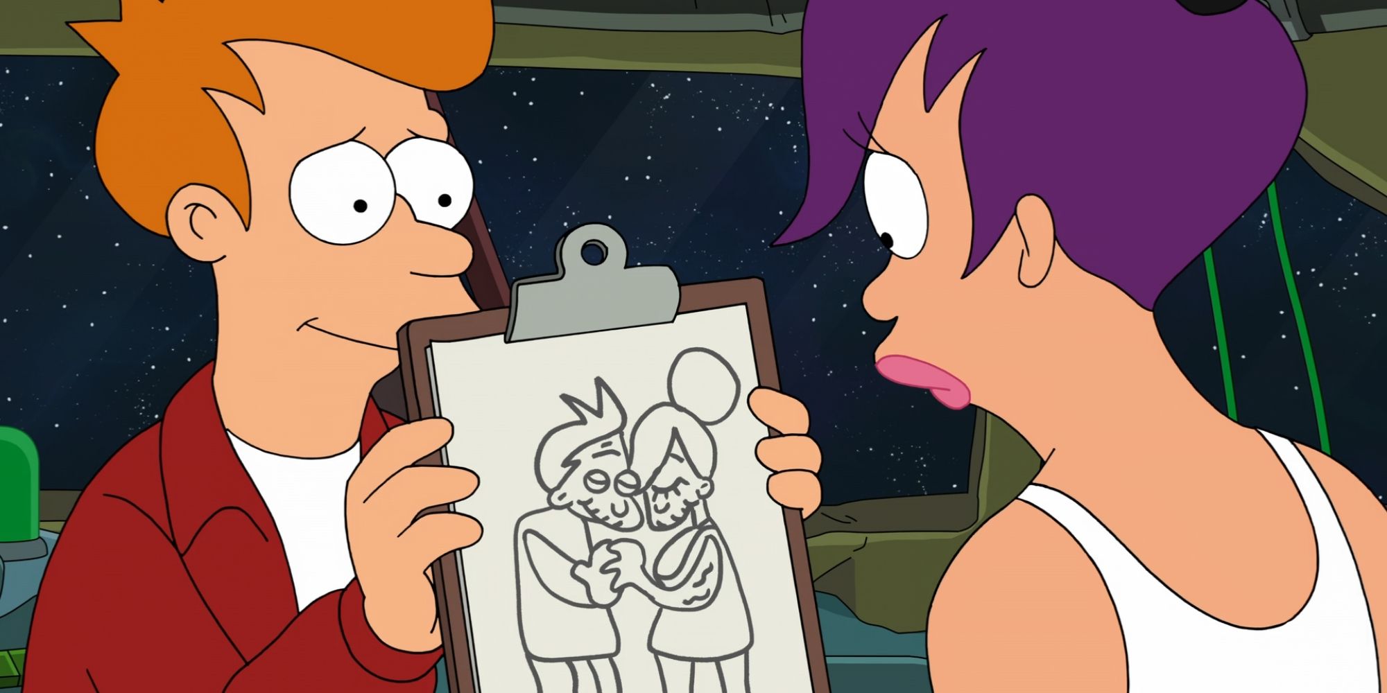 Fry and Leela in Futurama