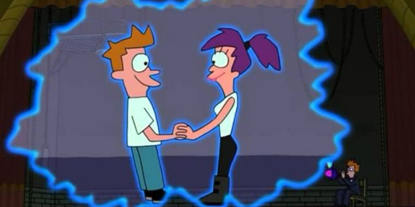 Fry playing his holophonor for Leela at the end of the Season 4 finale of 'Futurama'