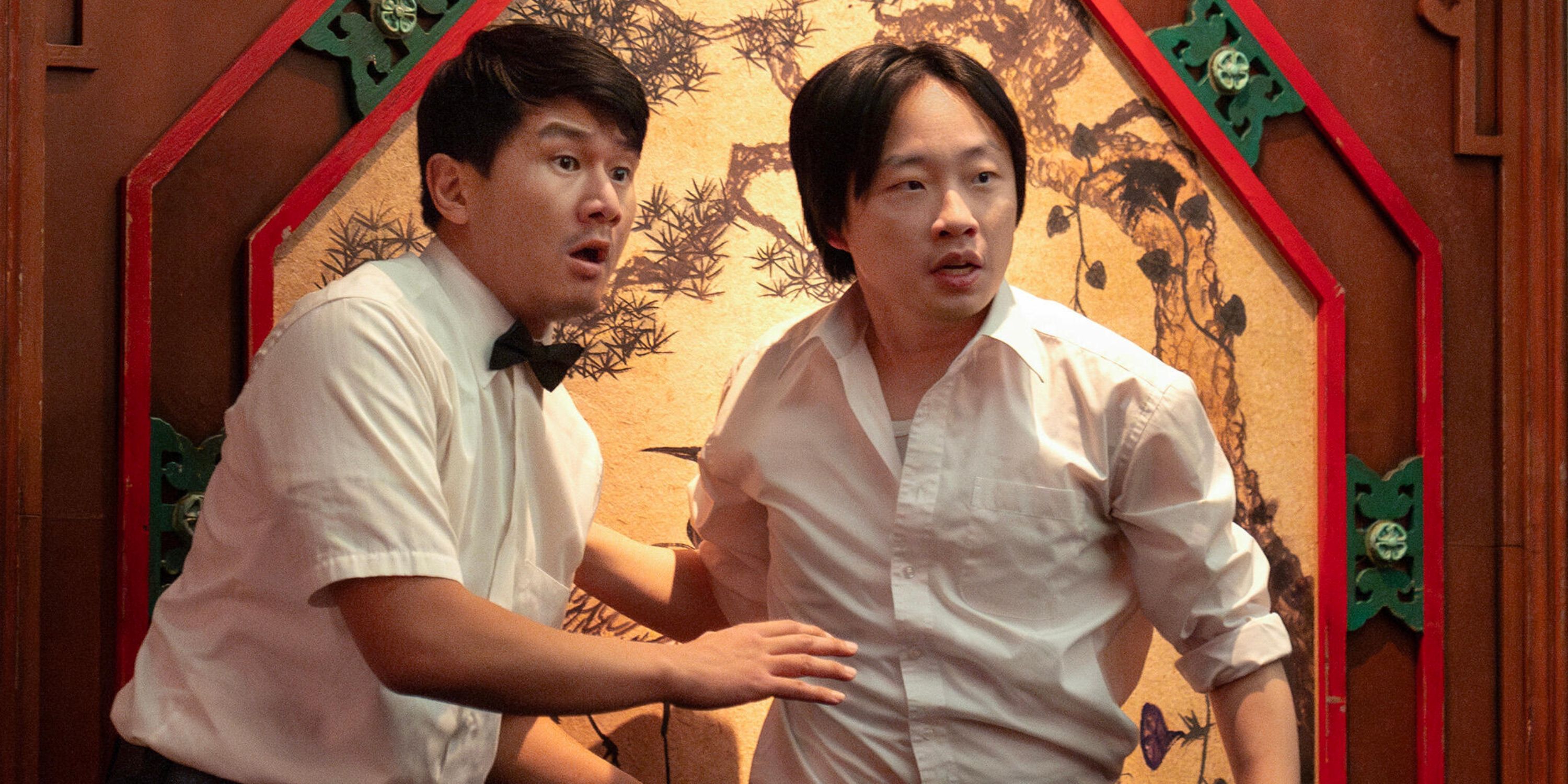 Jimmy O. Yang as Willis with Ronny Chieng as Fatty in the Chinese restaurant in Interior Chinatown