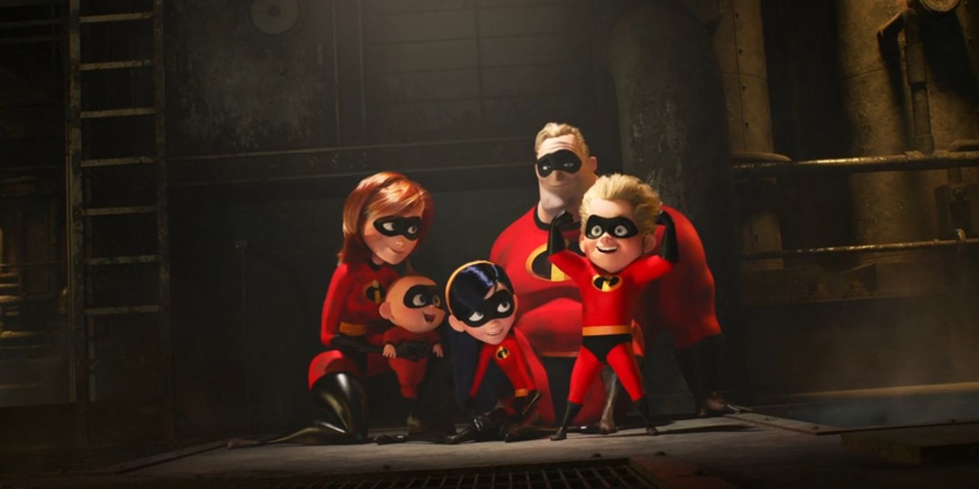 The Incredibles look happy for a moment in &lsquo;Incredibles 2&rsquo;.