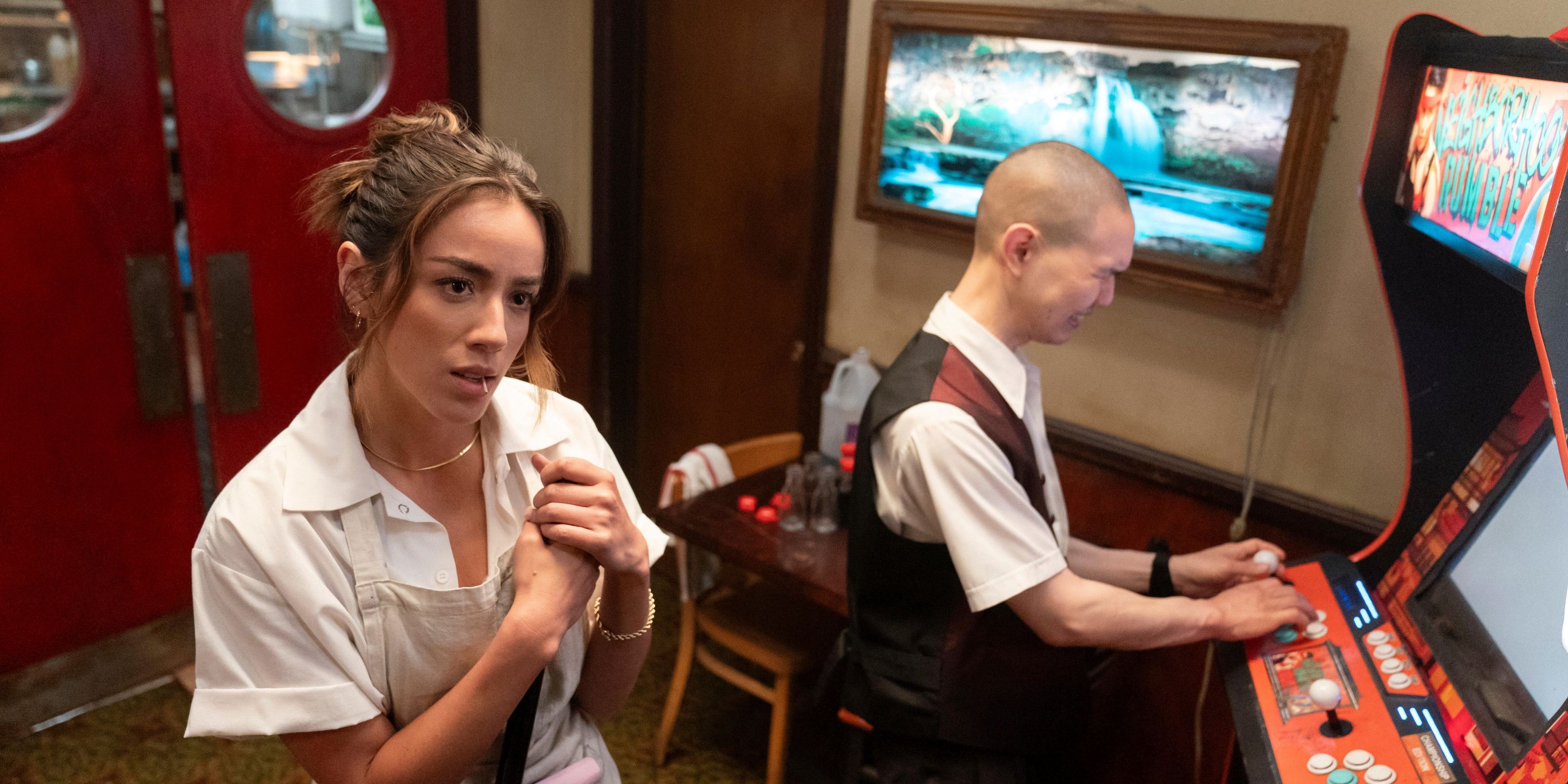 Chloe Bennet as Lana Lee in the Chinese restaurant in Interior Chinatown