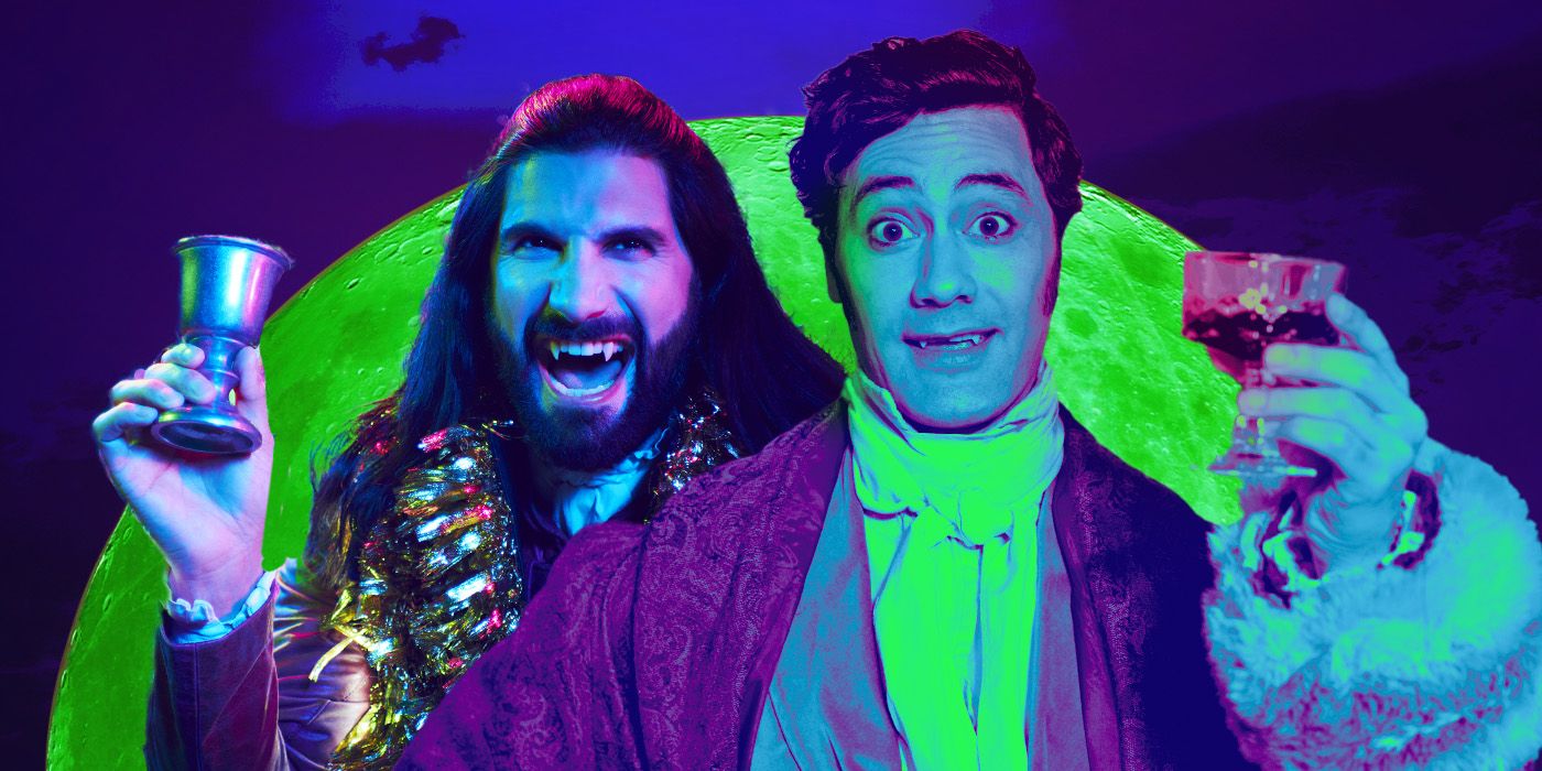 Kayvan Novak and Taika Waititi as their characters from What We Do in the Shadows