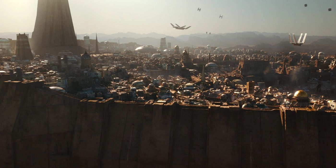 A view of Jedha City in Rogue One: A Star Wars Story