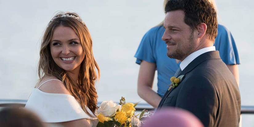 Jo Wilson and Alex Karev on their wedding day in Grey's Anatomy.