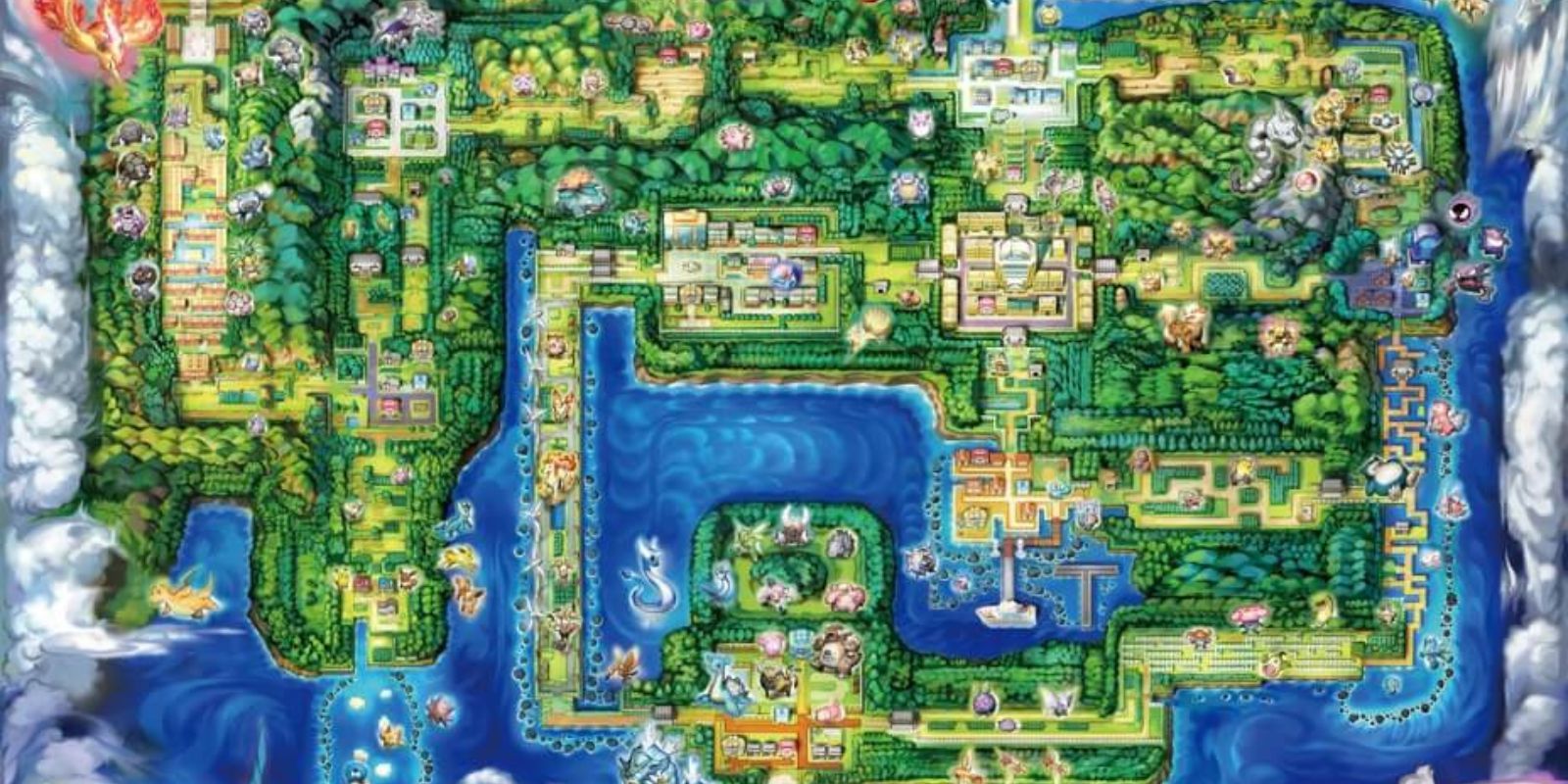 A map of Kanto in Pokémon