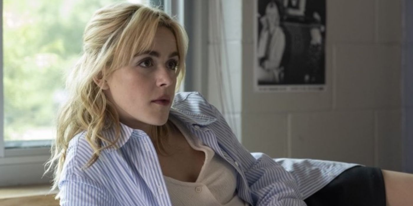 Close-up of Kiernan Shipka laying down on a bed in &lsquo;Sweethearts&rsquo;.