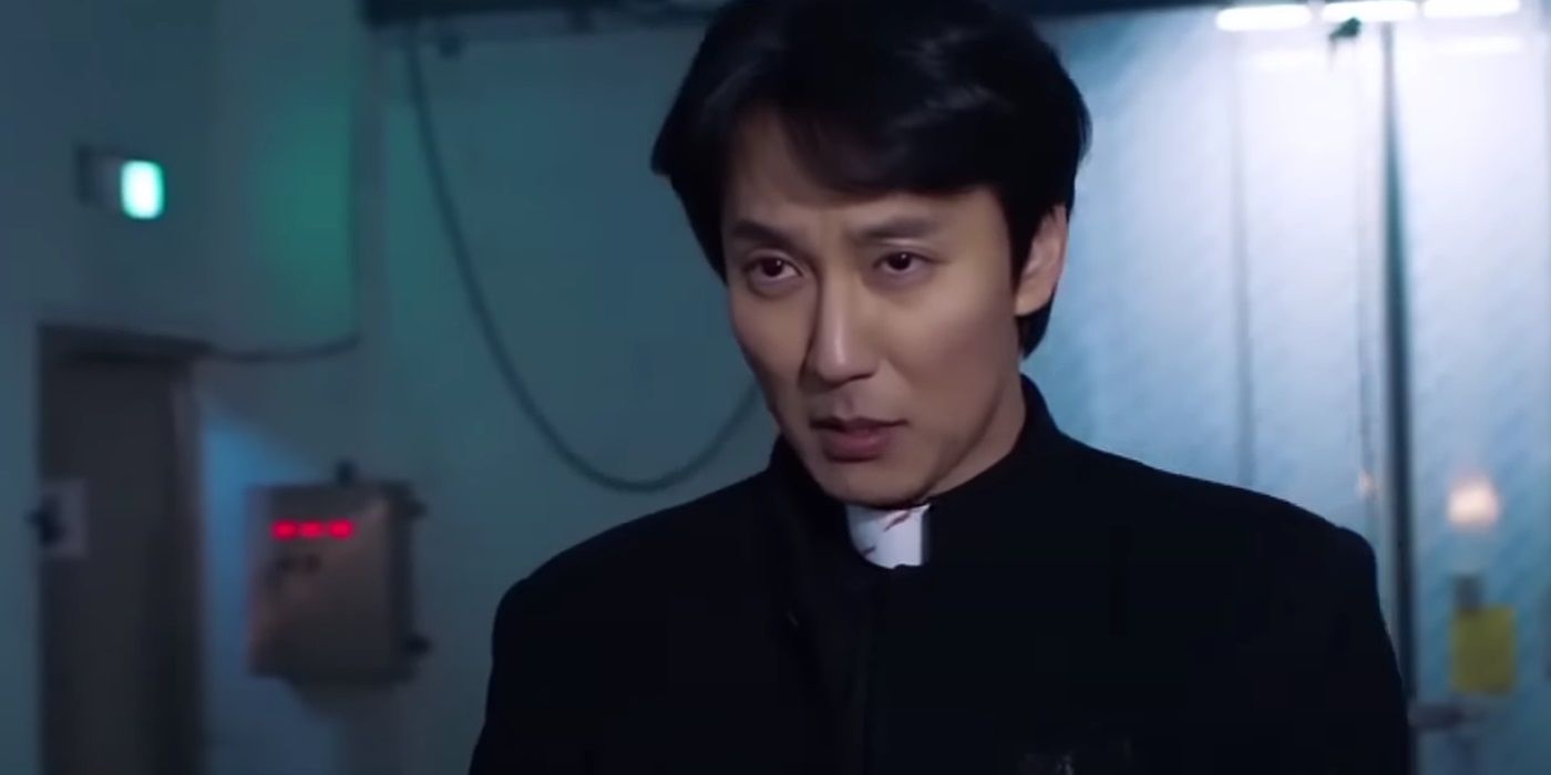 Kim Nam-Gil, staring at someone, as Kim Hae-II in The Fiery Priest.