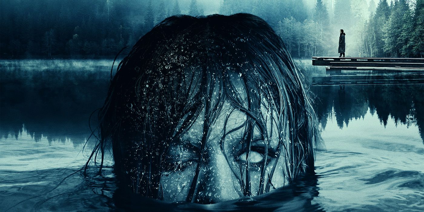 A woman's head rising from cold water, in The Lady of the Lake poster