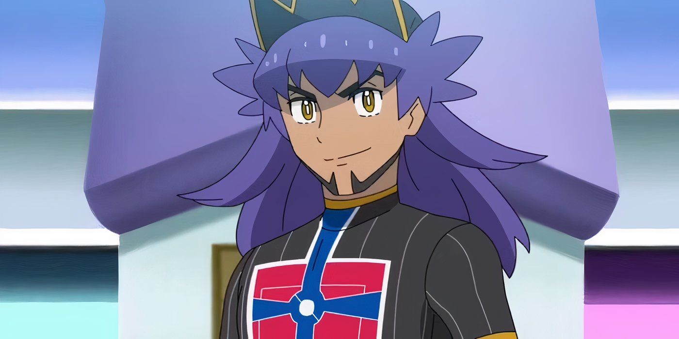 Leon smirking in a battle in Pokemon: Journeys