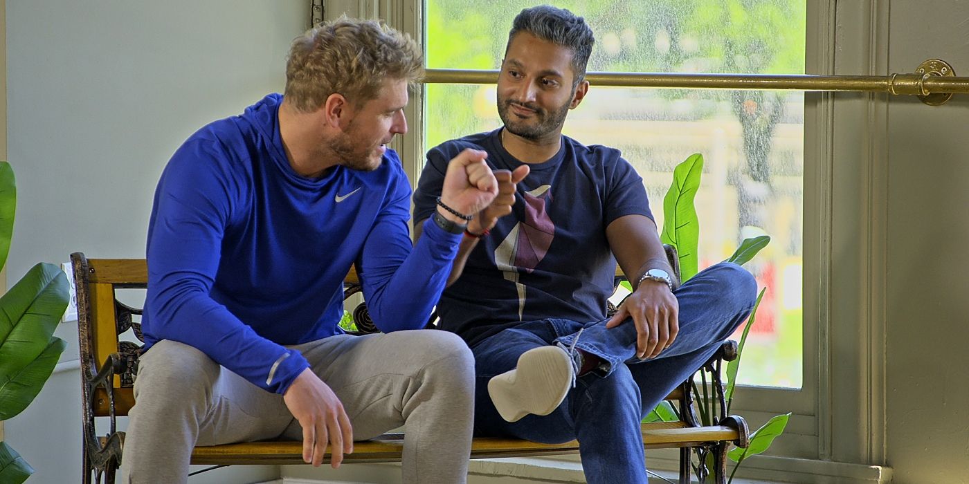 Shayne Jansen and Abhishek "Shake" Chatterjee bump fists on 'Love Is Blind' Season 2