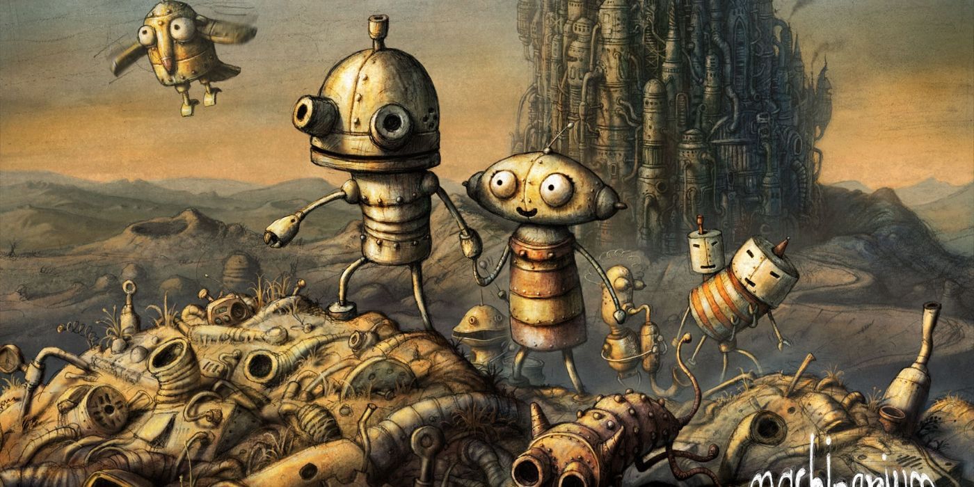 Josef (left) and Berta (right) explore a junkyard in &lsquo;Machinarium&rsquo;