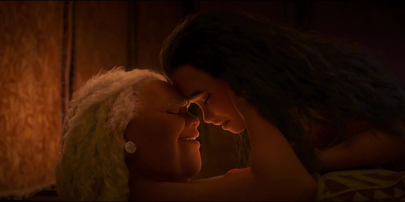 Moana and Tala pressing their foreheads together in Moana