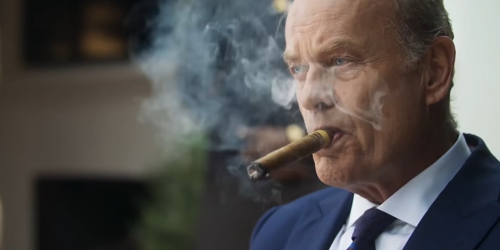 Kelsey Grammar as Darius 'The Rumble' Grouch smoking a cigar in 'Money Plane' (2020)