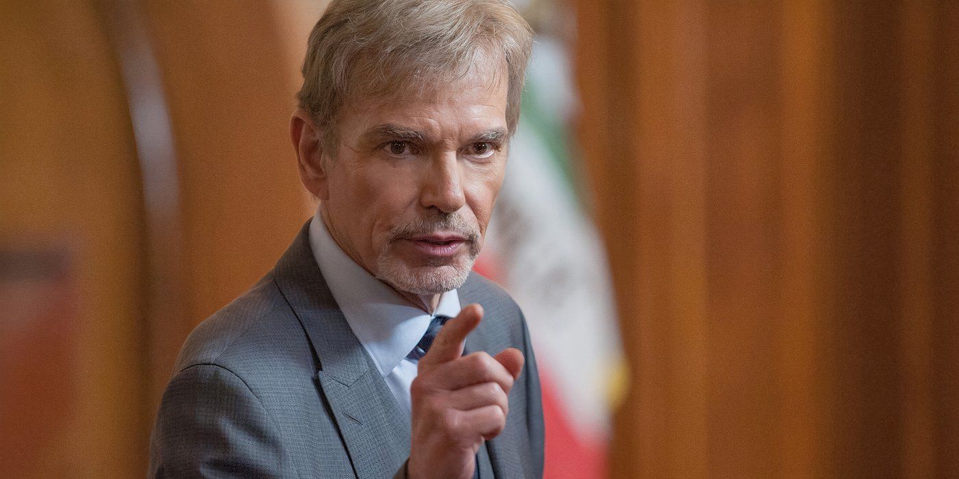 Billy Bob Thornton as Billy McBride pointing in 'Goliath'