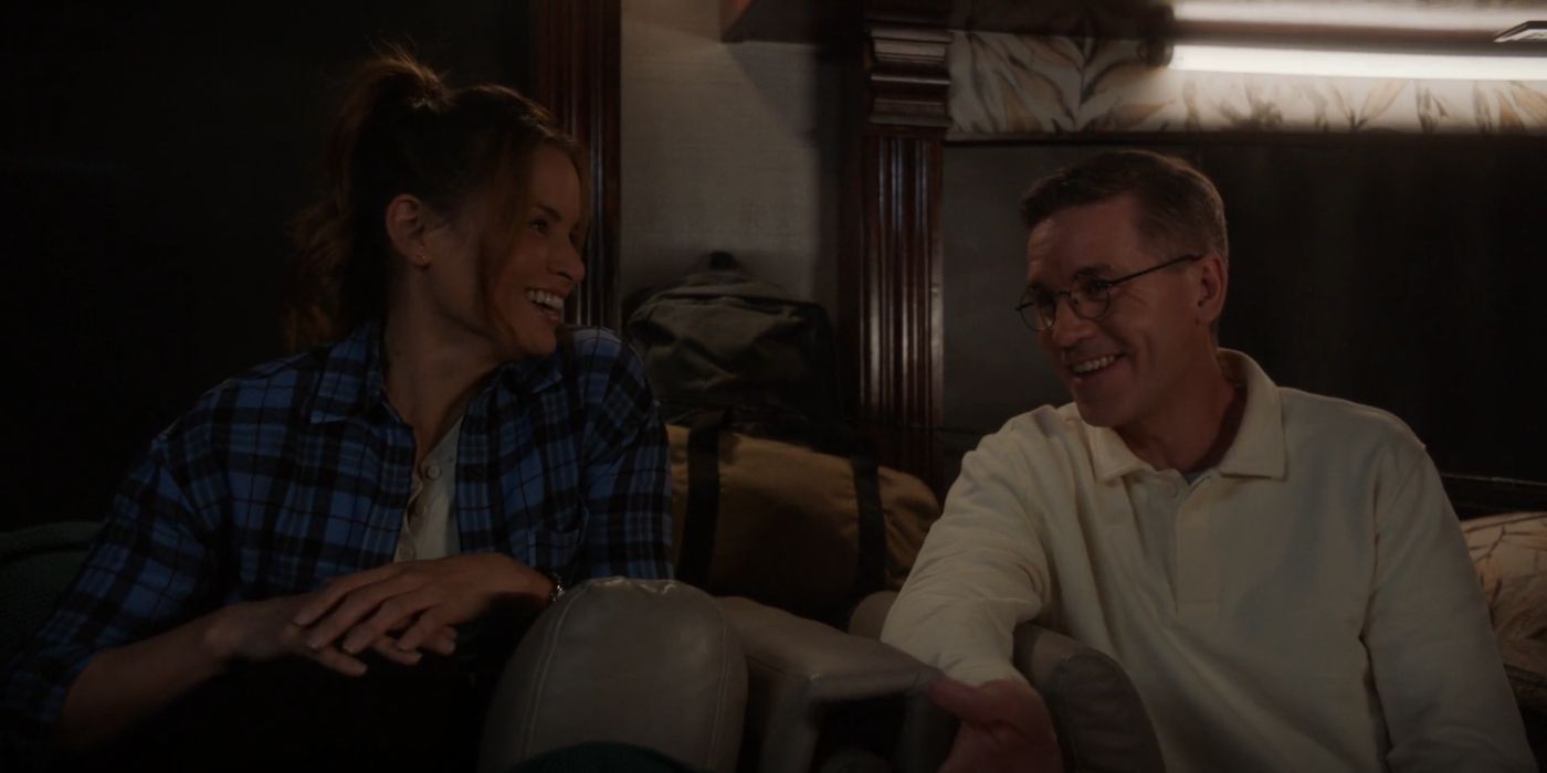 Jessica Knight (Katrina Law) and Jimmy Palmer (Brian Dietzen) laughing together in an RV in NCIS