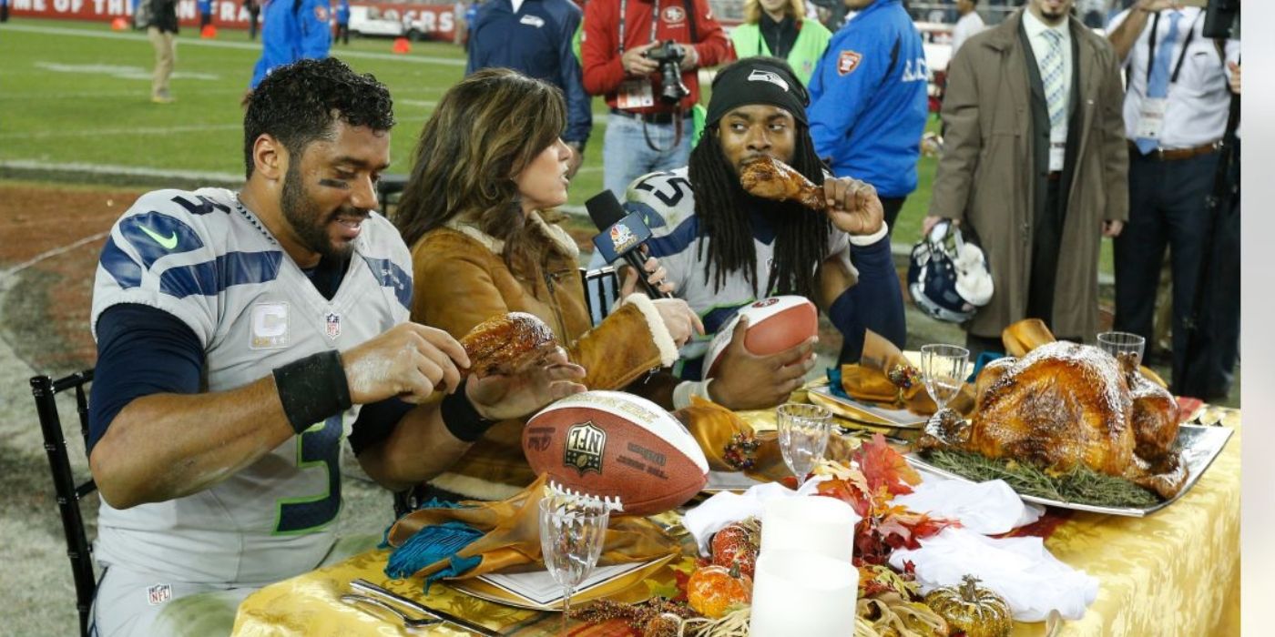 The Seattle Seahawks celebrate Thanksgiving.