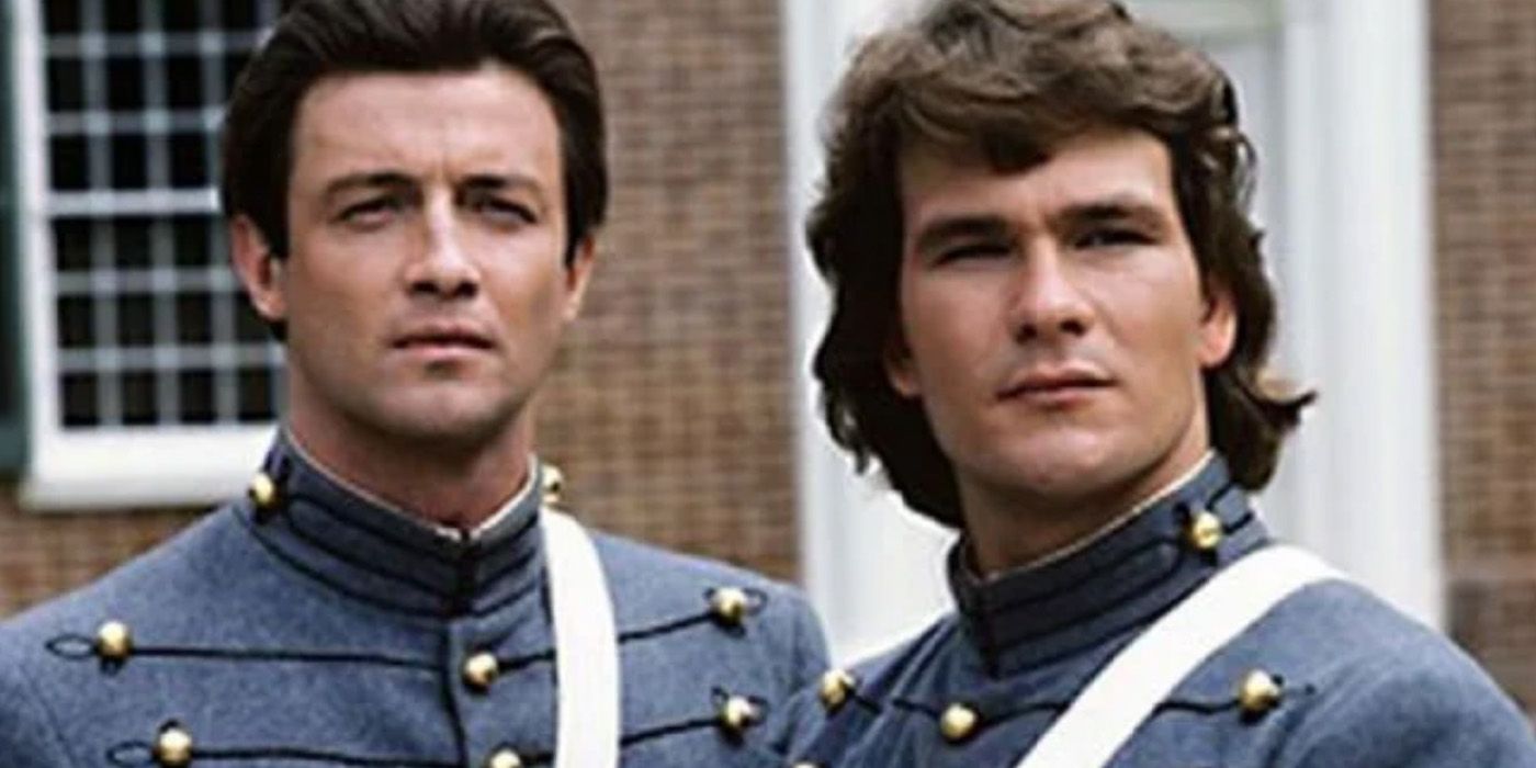 George Hazzard (James Read) and Orry Main (Patrick Swayze) at the military academy on 'North and South.'