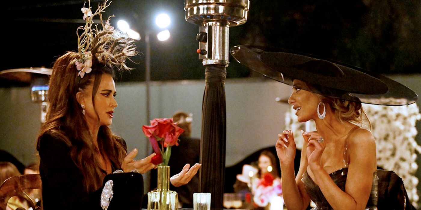 Kyle Richards and Dorit Kemsley at a costume party on season 14 of 'RHOBH'