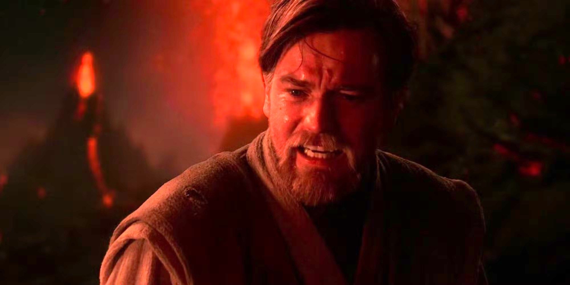 Ewan McGregor as Obi-Wan Kenobi on the planet Mustafar in Star Wars: Episode III - Revenge of the Sith.