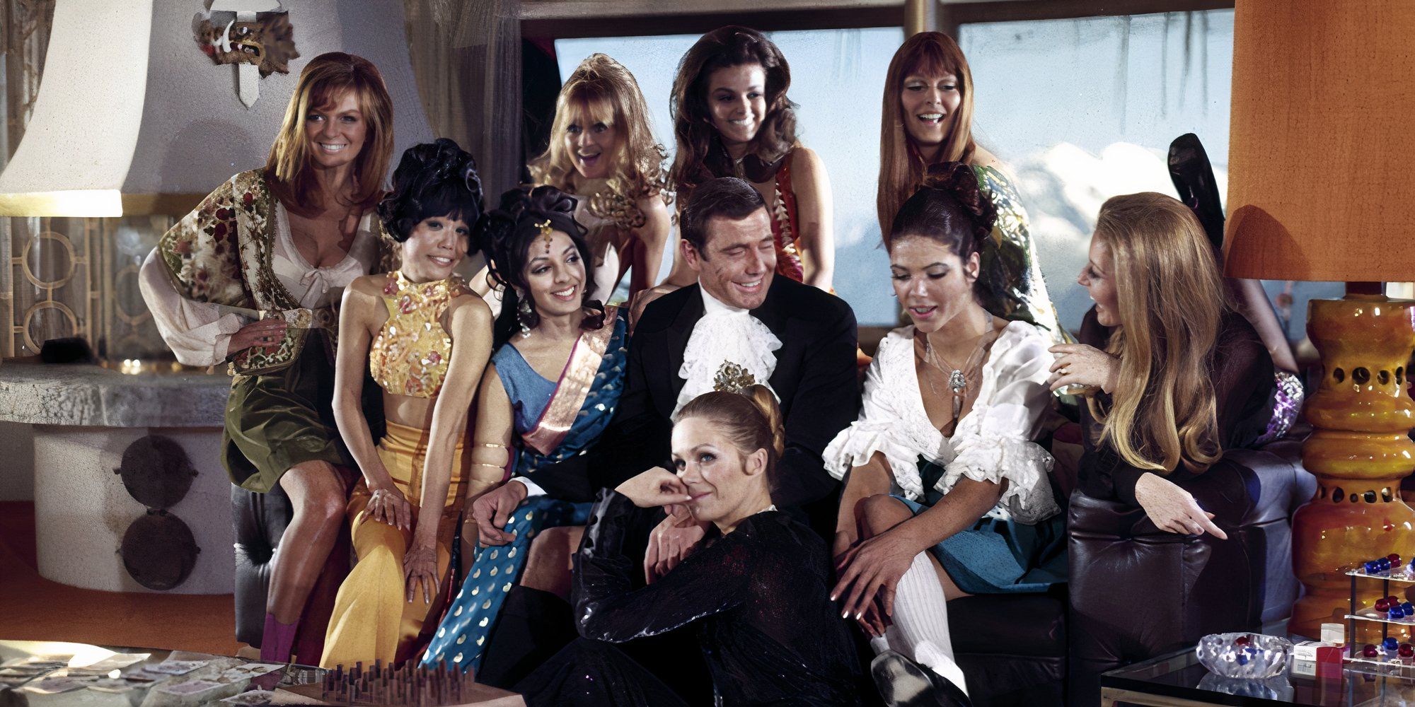 George Lazenby and Bond girls, including Diana Rigg