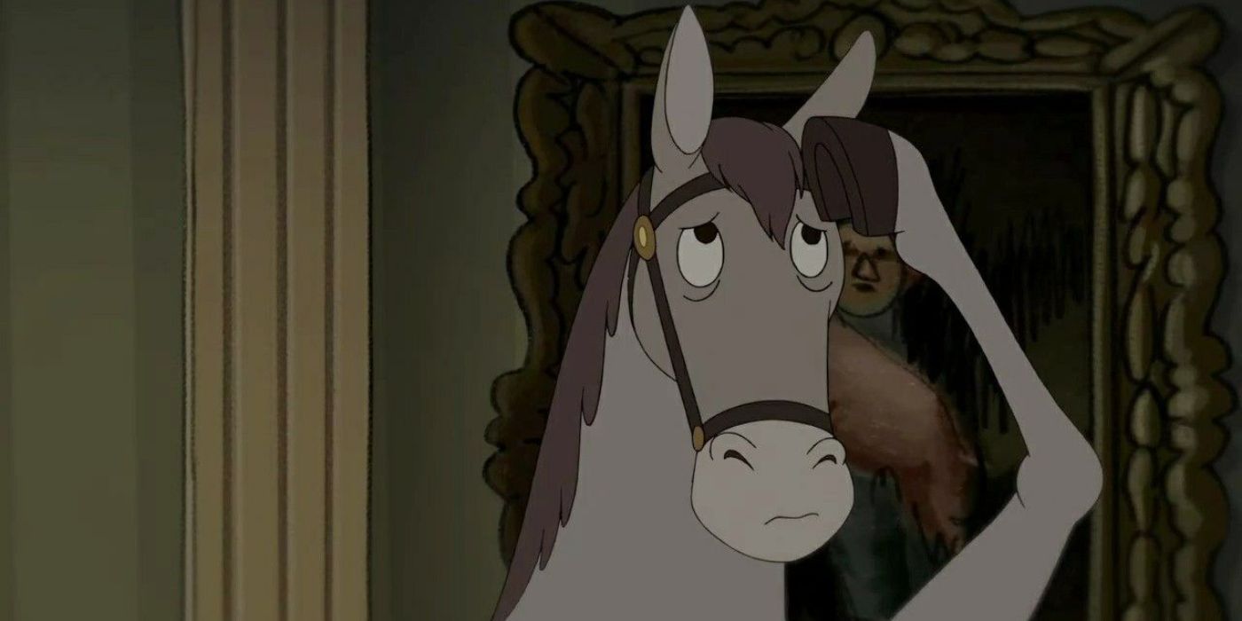 Fred the Horse holds a hoof to his head