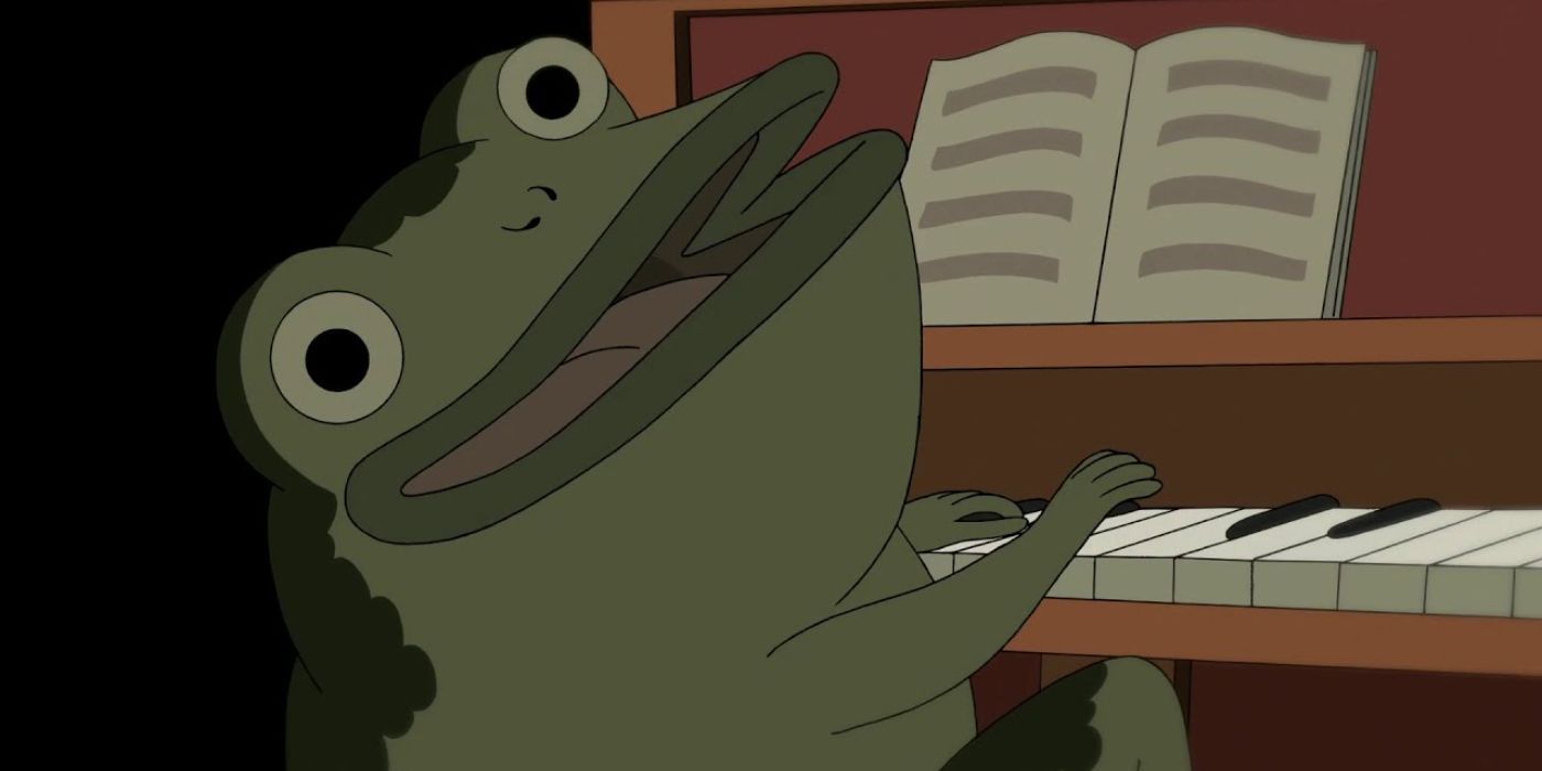 The frog, Jason Funderburker, plays the piano in Over the Garden Wall