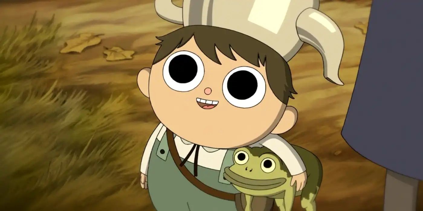 Greg looks happy while holding his frog in Over the Garden Wall