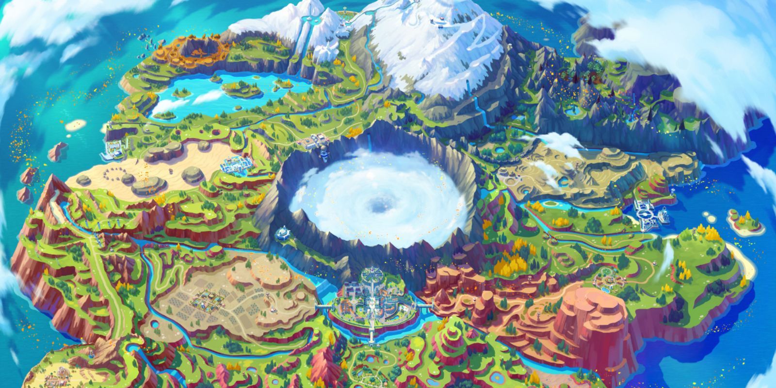 A map of Paldea in Pokémon