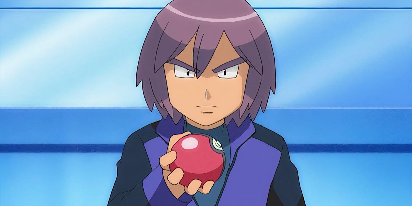 Paul clutching a Poke Ball in Pokemon: Diamond and Pearl.