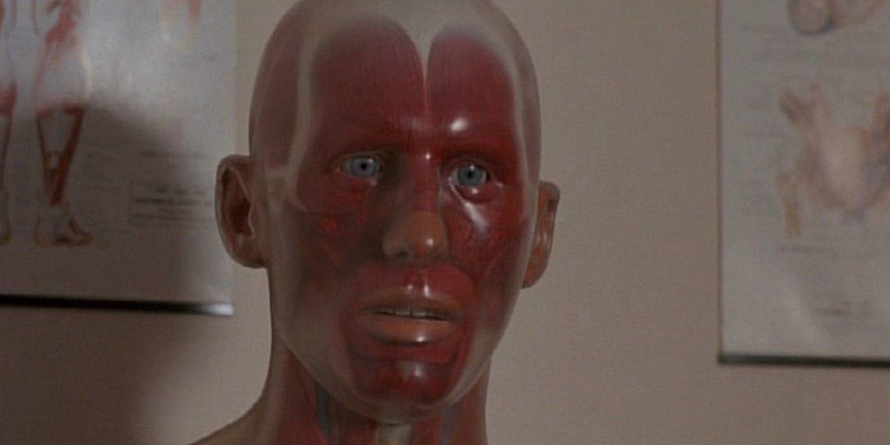 A closeup of an anatomical dummy in 'Pin' (1988)