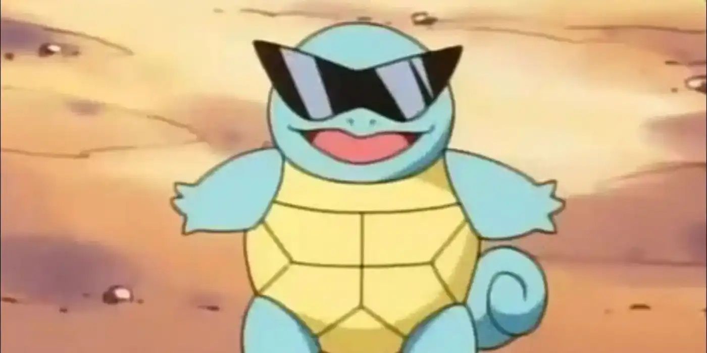 Ash's Squirtle wearing his iconic black sunglasses