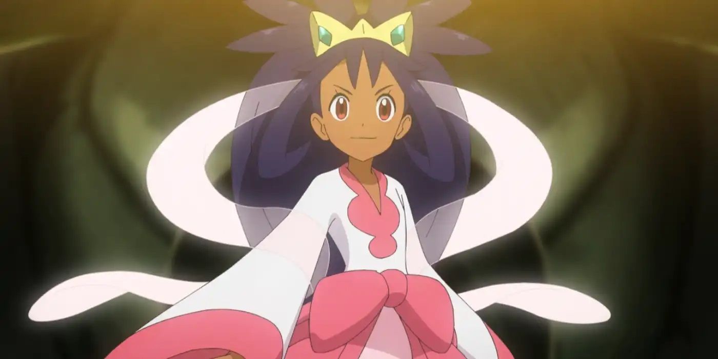 Iris wearing her outfit as the champion of Unova in the Pokémon anime.