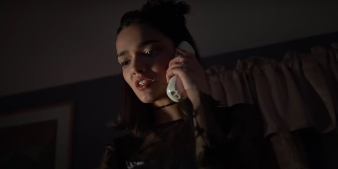 Rachel Zegler, calling someone, as Laura in Y2K
