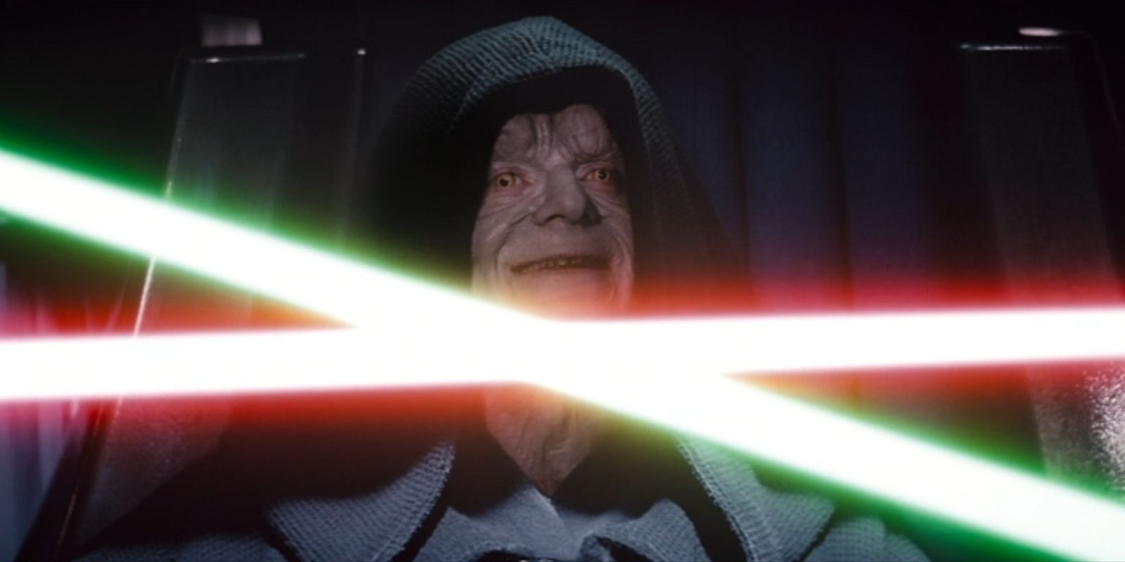 Lightsabers clash in front of Emperor Palpatine (Ian McDiarmid) in Star Wars: Episode VI Return of the Jedi