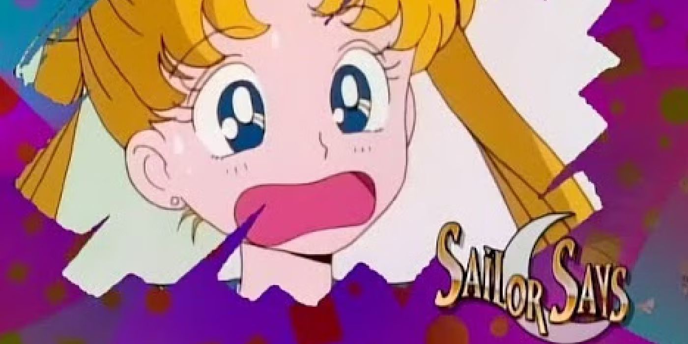 Sailor Moon looking panicked in a "Sailor Says" segment