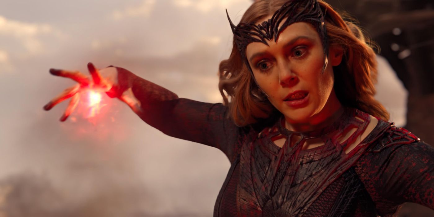 Scarlet Witch grimacing while performing magic in Doctor Strange in the Multiverse of Madness