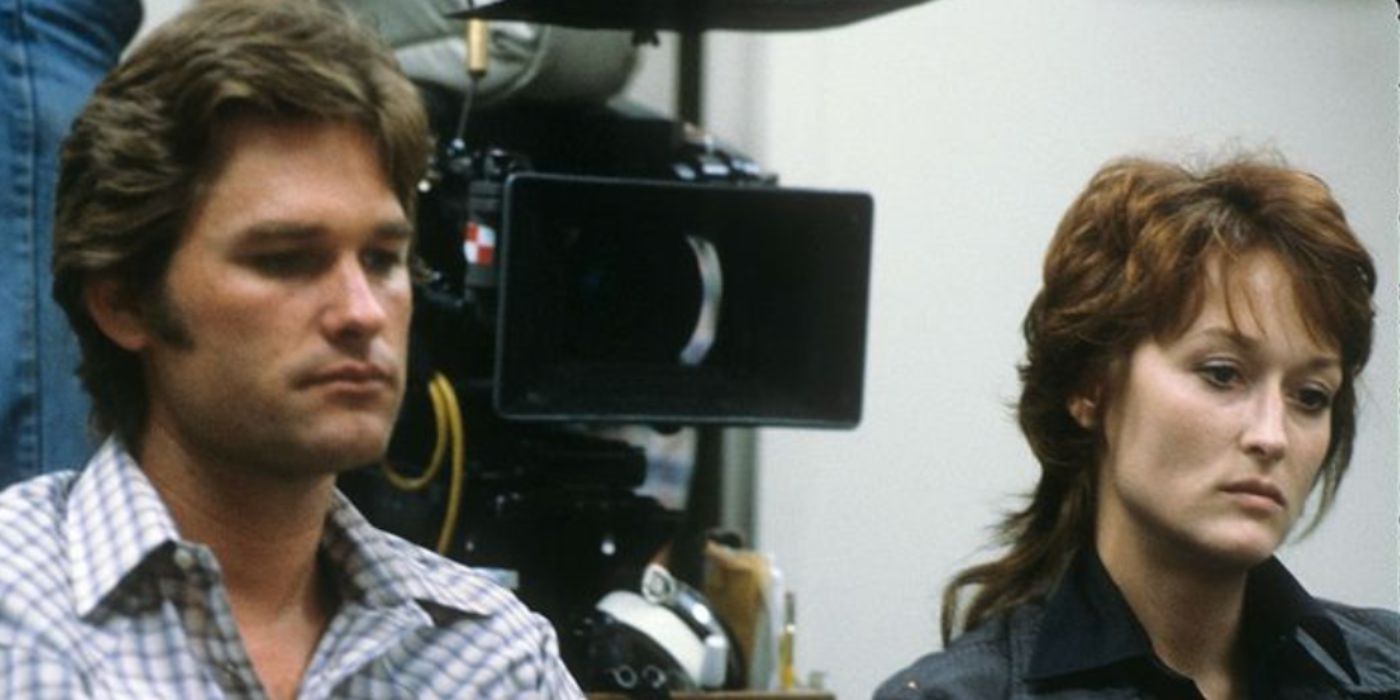 Kurt Russell y Meryl Streep como Drew y Karen en el set de Silkwood