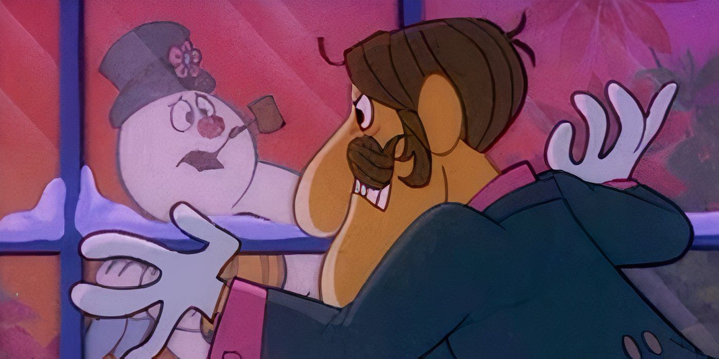 Professor Hinkle glaring at Frosty in &lsquo;Frosty the Snowman&rsquo;