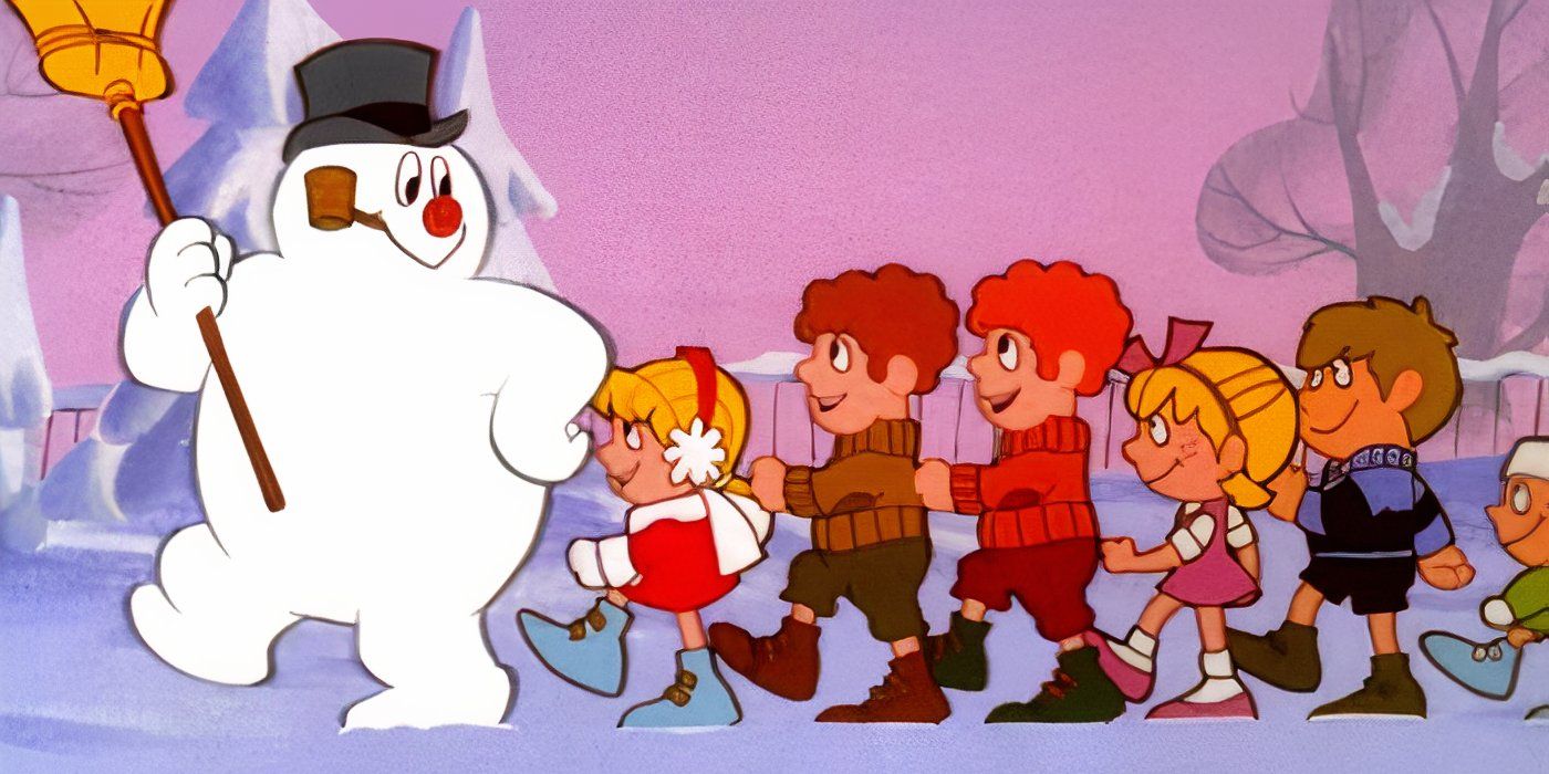 Frosty leading a group of kids in &lsquo;Frosty the Snowman&rsquo;