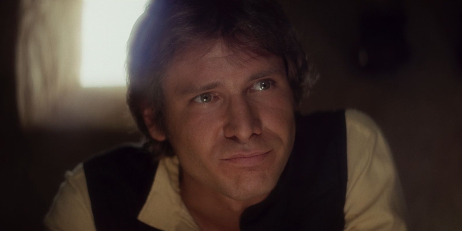 Han Solo, played by Harrison Ford, looks forward in 'Star Wars: Episode IV – A New Hope'.