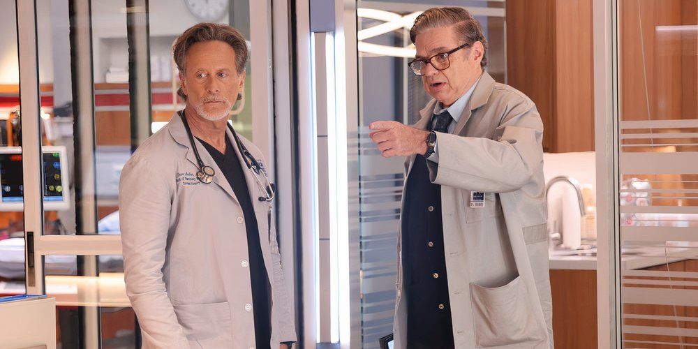 actors steven weber oliver platt playing doctors in chicago med season 10 episode 4