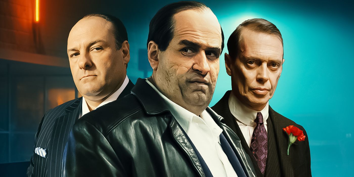 Stills from The Sopranos, The Penguin, and Boardwalk Empire