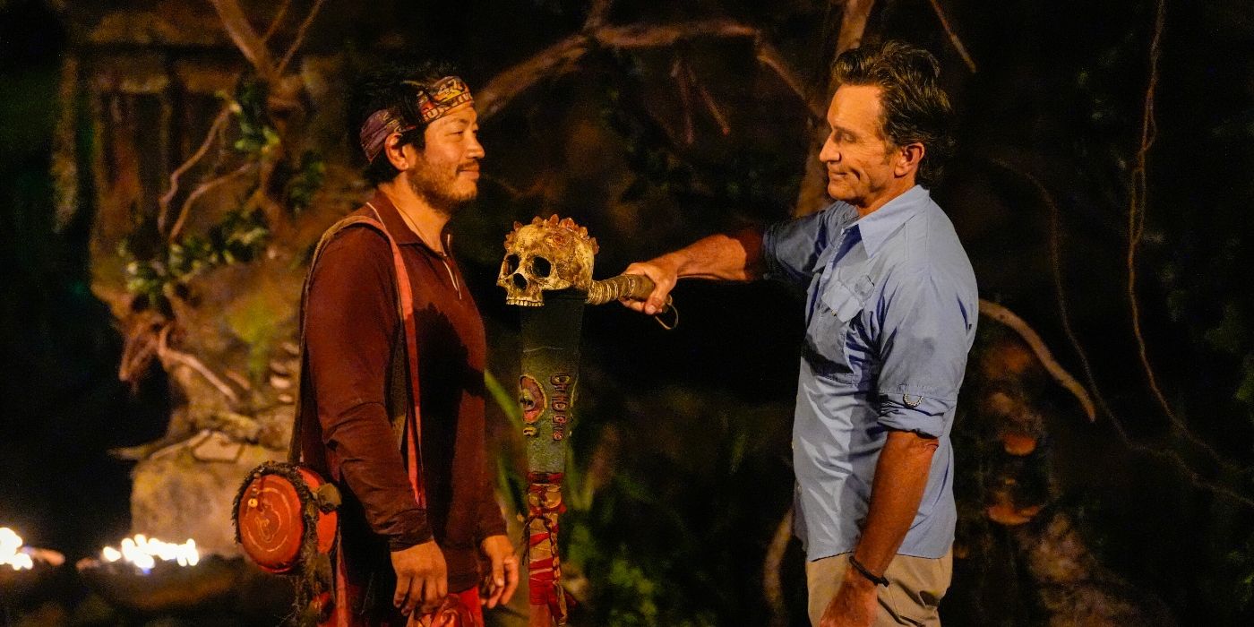 Sol Yi eliminated on Survivor 47 Episode 9 as Jeff Probst snuffs out his torch.