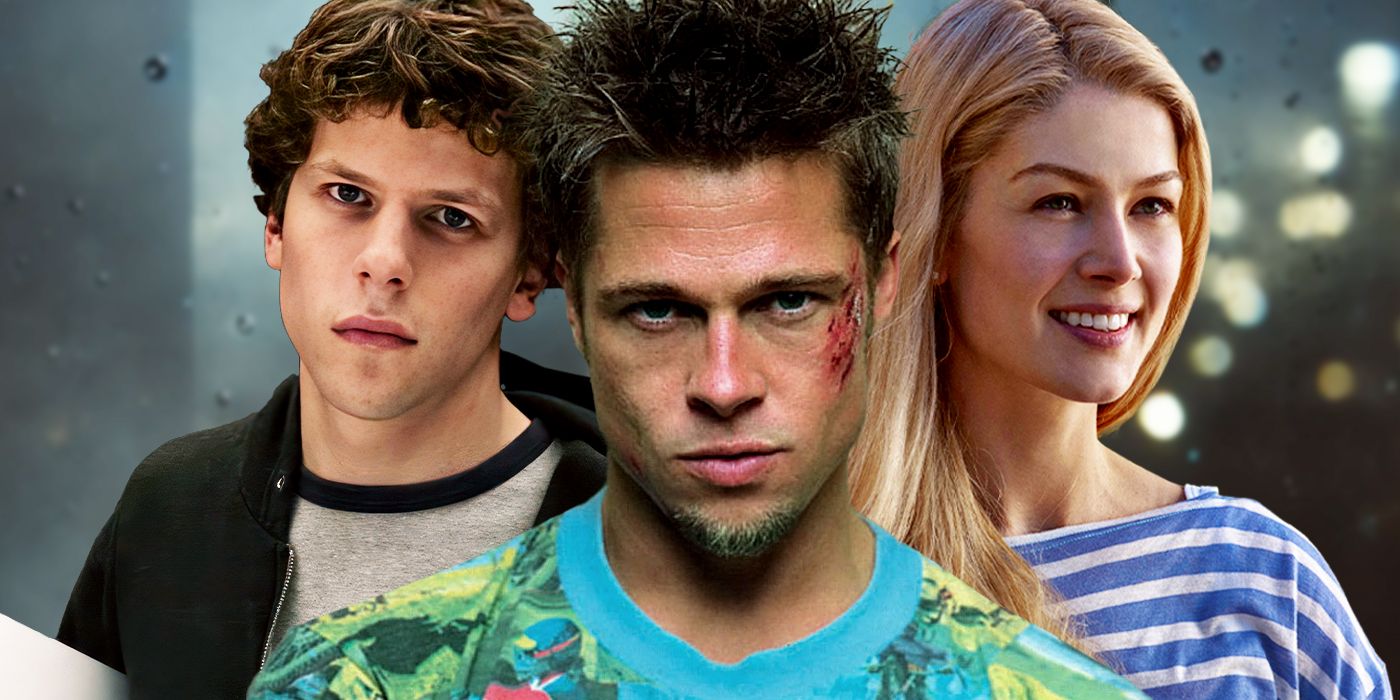 Blended image showing characters from The Social Network, Fight Club, and Gone Girl