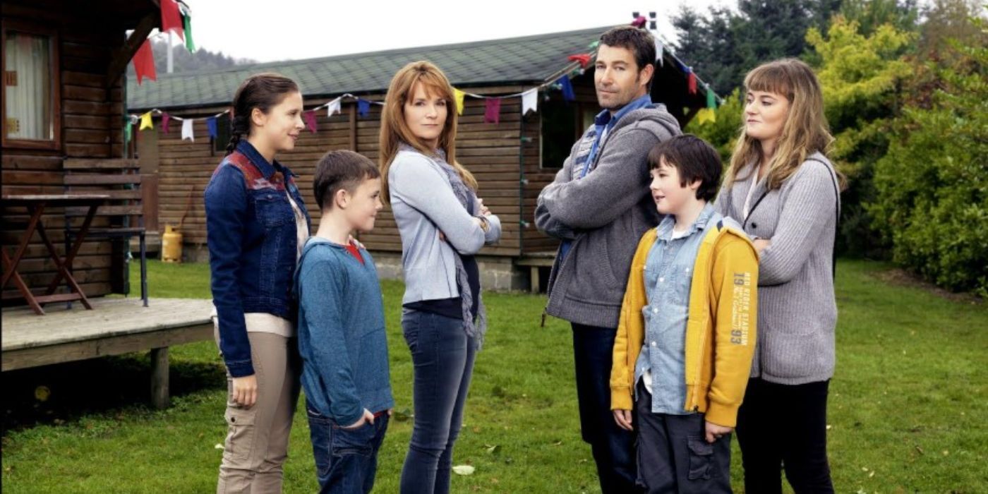 The two opposing families face off and stand with arms crossed in The Cabin.
