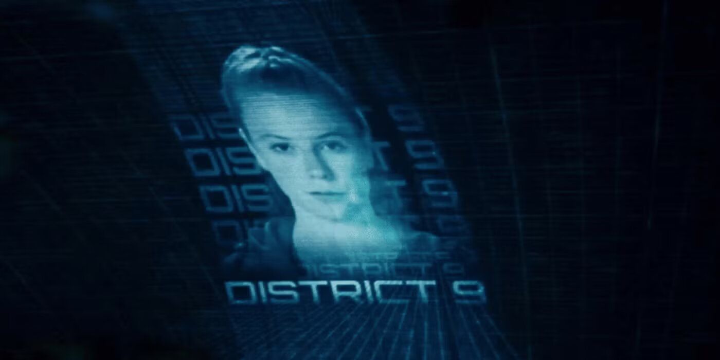 The death announcement of the district 9 tribute in The Hunger Games