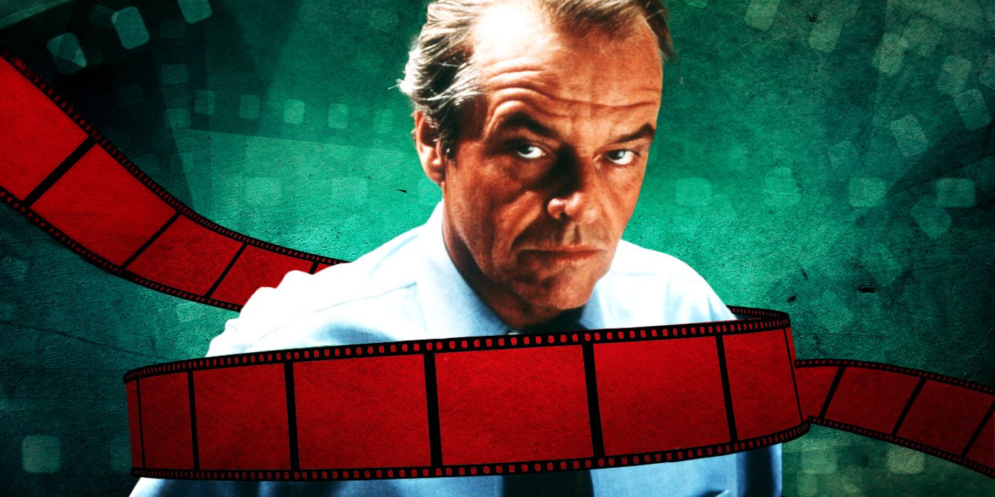 custom image of a film reel wrapped around Jack Nicholson against a green background