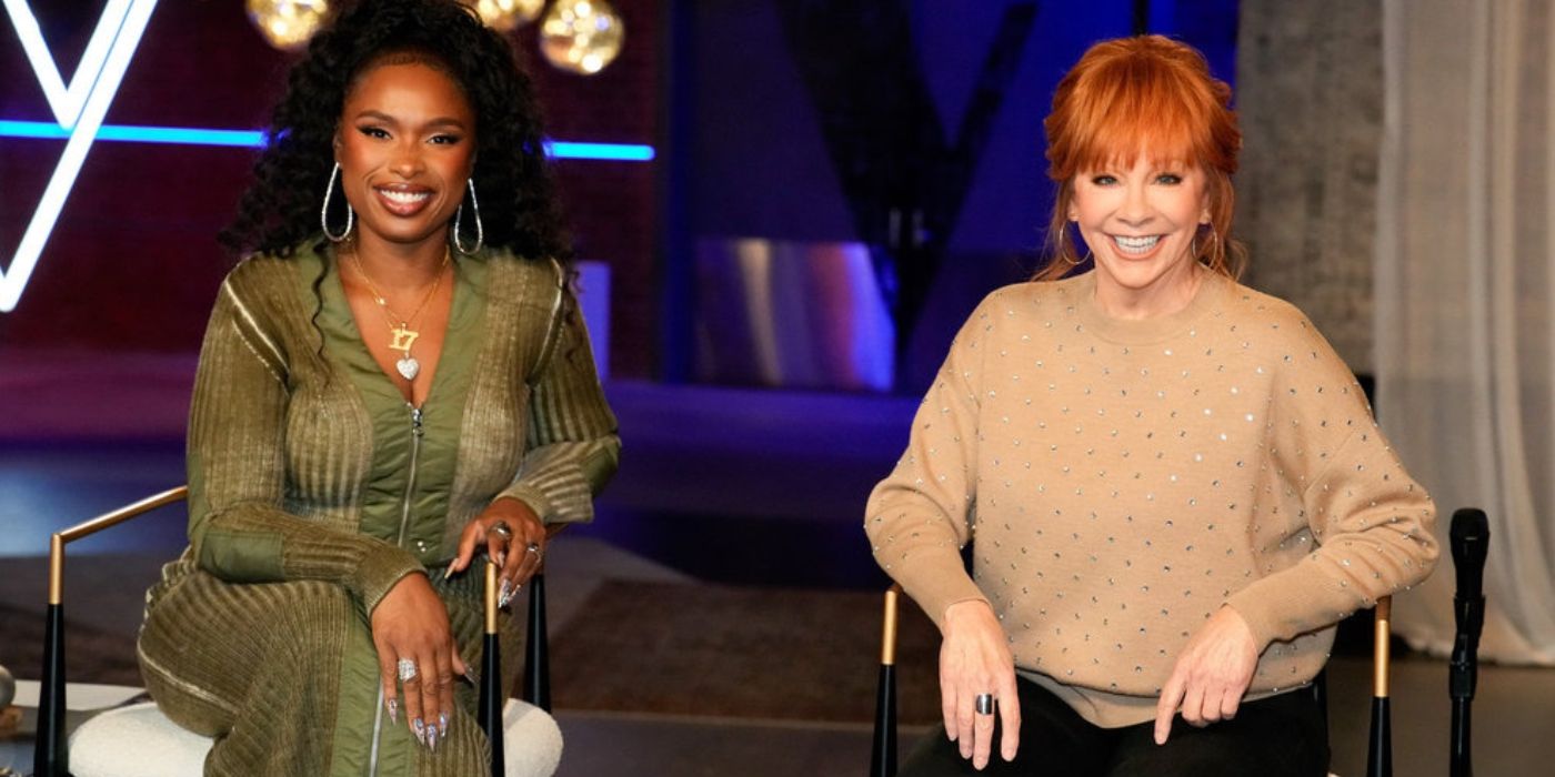 Jennifer Hudson and Reba McEntire smile during the coaching on 'The Voice' Season 26.